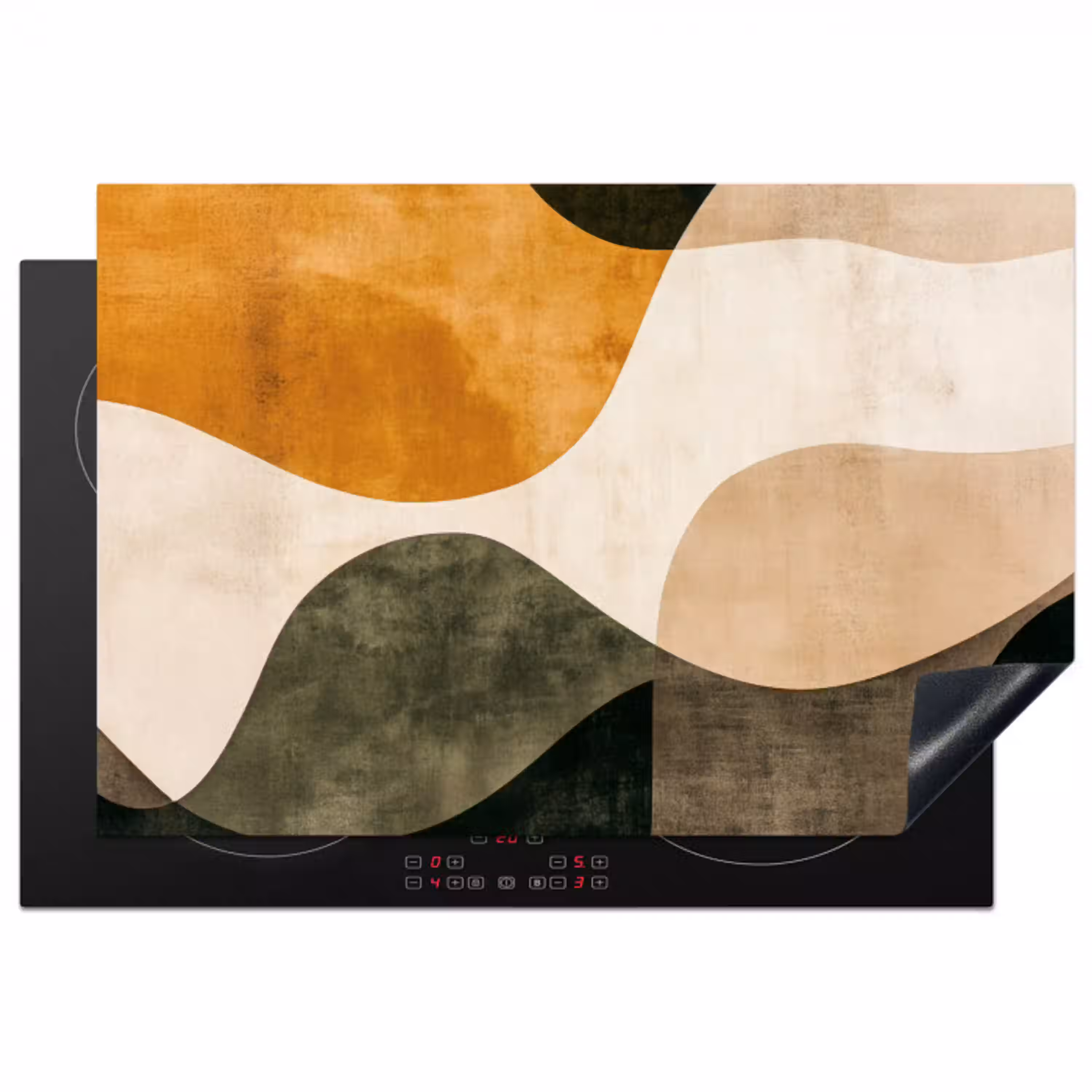 Vormen - Okergeel - Abstract Inductie beschermer vinyl 3mm klein -3d
