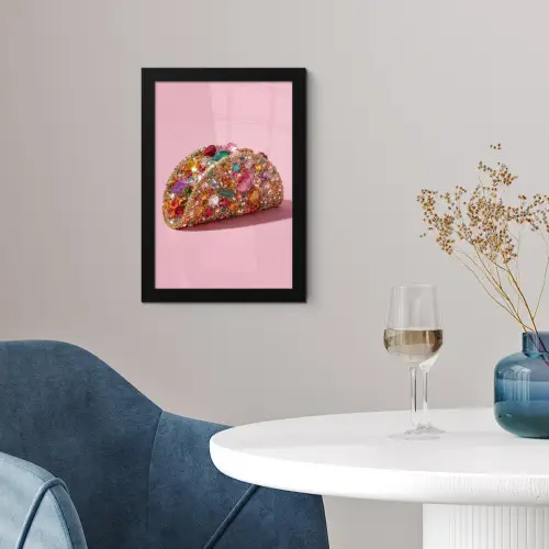 Taco - Kleurrijk - Edelstenen - Goud fotolijst zwart zonder passe partout klein -sfeer4