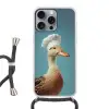 Eend - Koksmuts - Cute - Vogel Hoesje iPhone 16 Pro Max met koord klein -3d