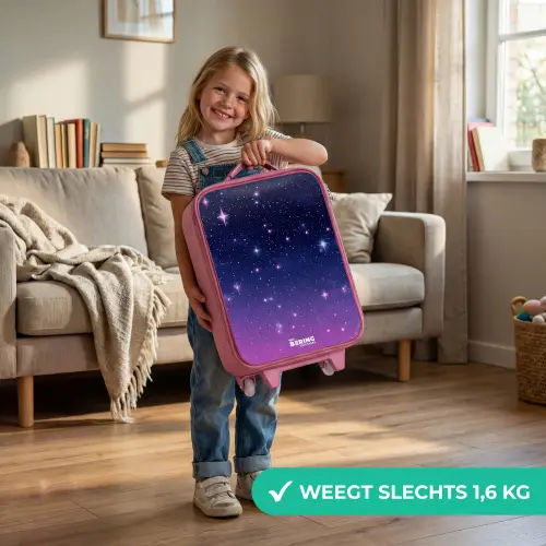 Sterren - Galaxy - Blauw - Roze Kinderkoffer - Roze klein -sfeer2_NL