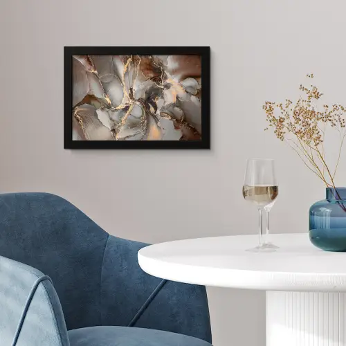 Grijs - Goud - Marmer - Marmerlook fotolijst zwart zonder passe partout klein -sfeer4