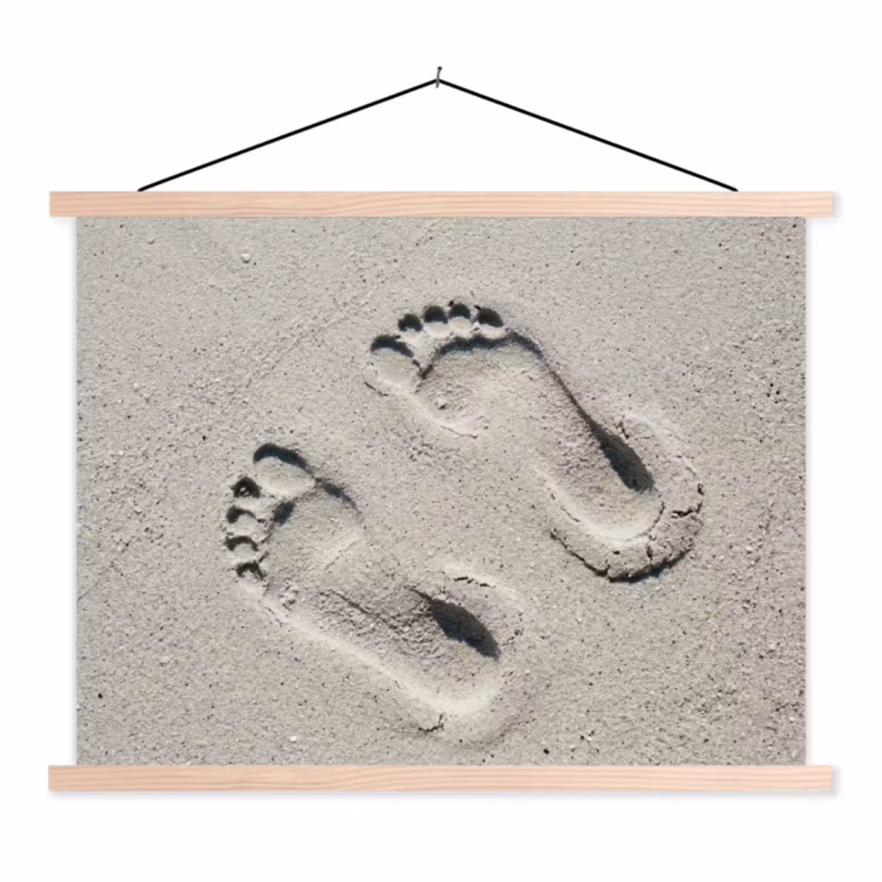 Voeten - Zand - Zee textielposter latten blank klein -3d