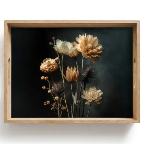 Boeket - Bloemen - Licht - Zwart Dienblad Rechthoek middel -z3d_shopping