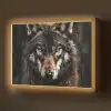 Dieren - Wolf - Portret - Zwart - Bruin Light Box met batterij (Wandlamp) middel -z3d_website