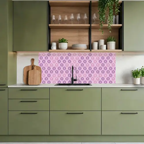 Bloemenruit - Patroon - Paars keuken achterwand 2 middel 871 -sfeer3