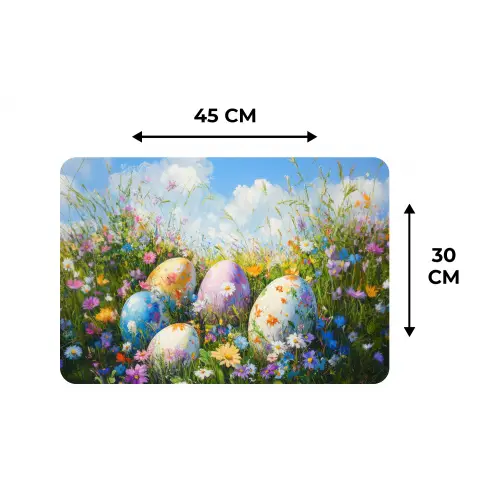 Grasveld - Eieren - Bloemen Placemat vinyl groot -specs