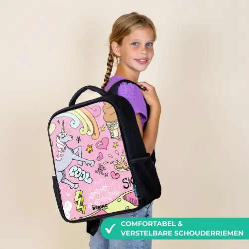 Unicorn doodles Rugzak - Zwart middel -sfeer6_NL