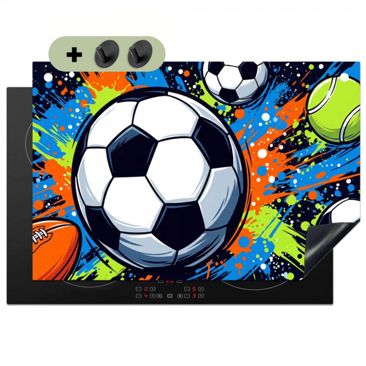 Sport - Ballen - Kleurrijk Inductie beschemer met haakjes klein -3d