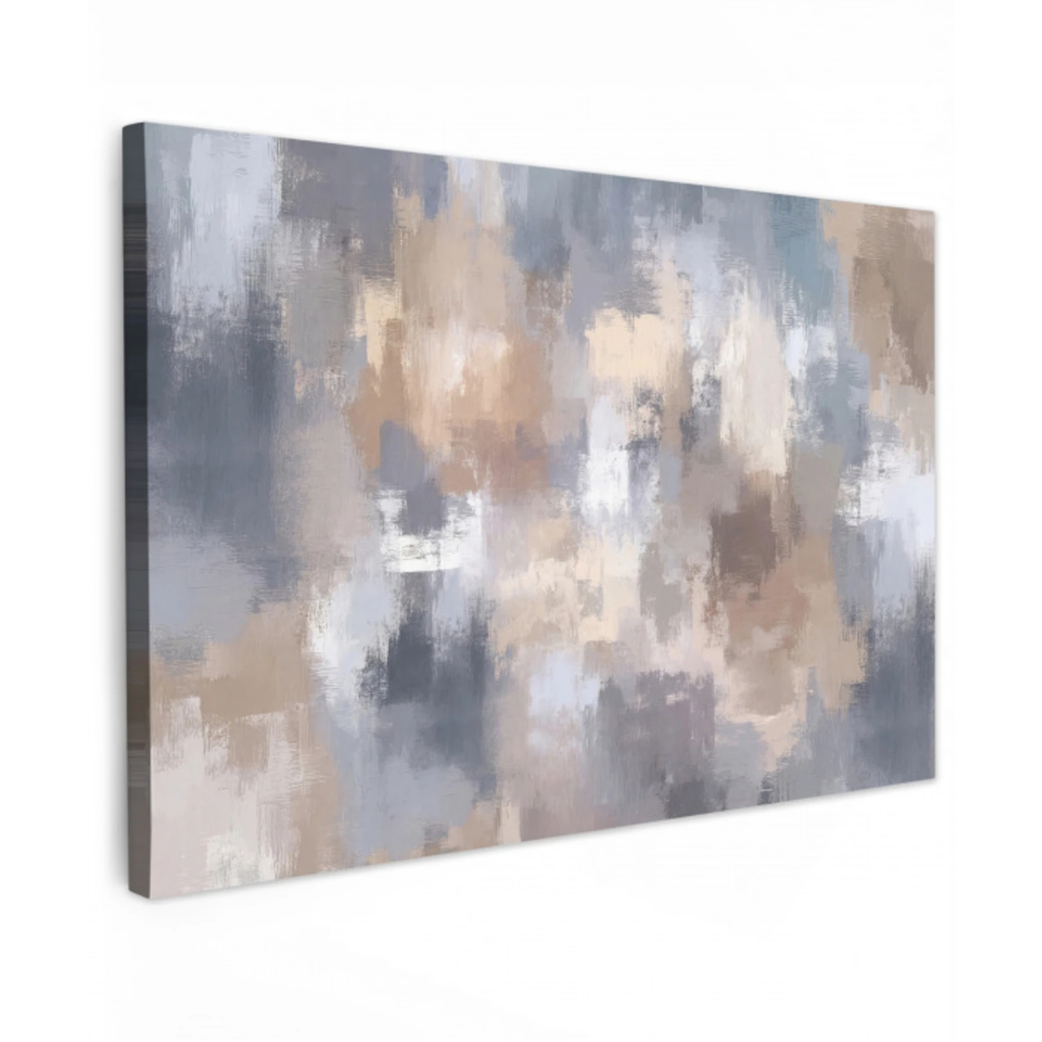 Penseelstreken - Schilderij - Beige Tuinposter op houten frame 2 cm dik klein -3d
