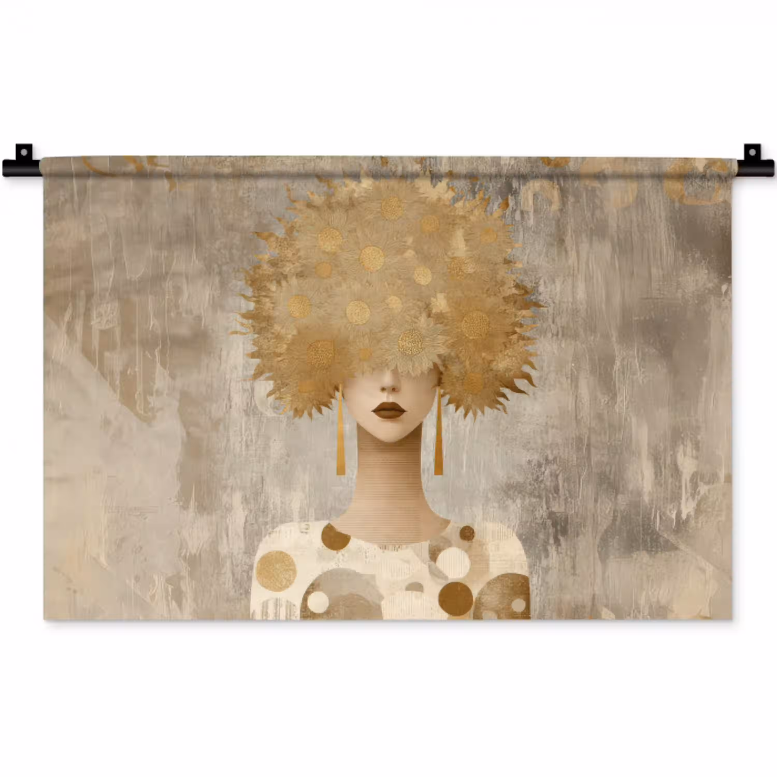 Goud - Portret - Vrouw Wandkleed katoen klein -zz3d
