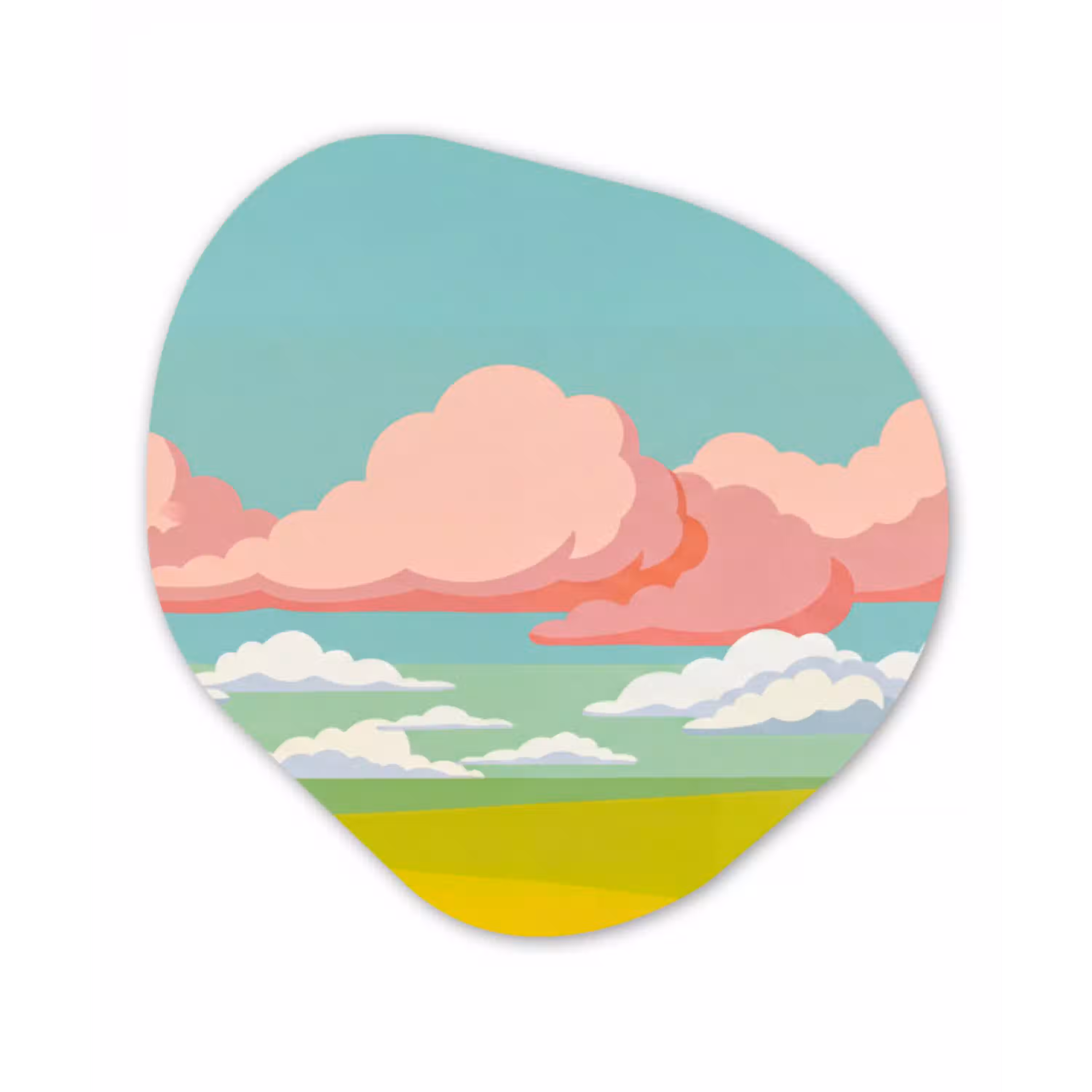Wolken - Roze - Natuur - Modern - Pastel Wandcirkel Organisch Forex 3mm klein -3d