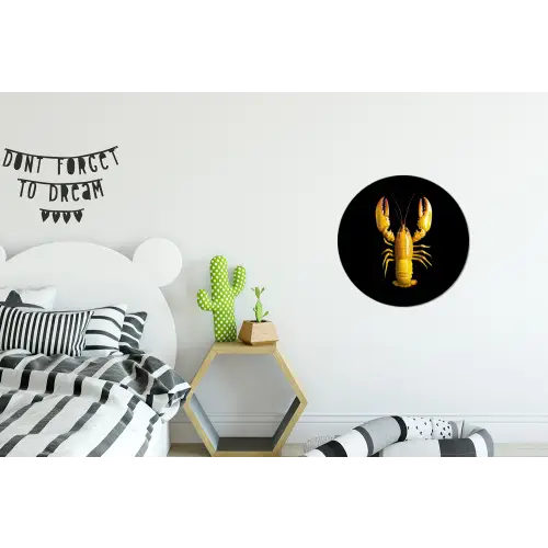 Kreeft - Geel - Stippen - Effen Wandcirkel aluminium klein -kinderkamer