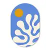 Minimalistisch - Organisch patroon - Blauw Wandcirkel Ovaal Forex klein -3d