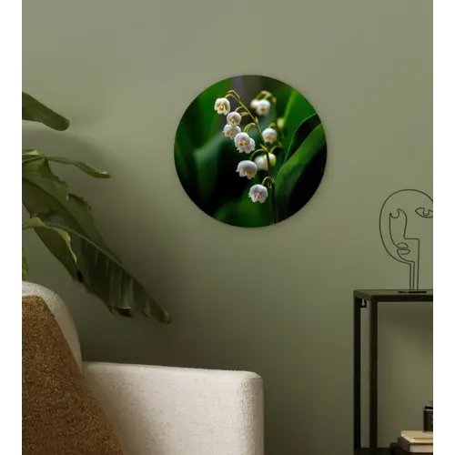 Bloemen - Wit - Bladeren - Lelietjes Wandcirkel kunststof plaat 5mm dik klein -sfeer3