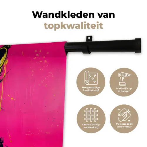 Kat - Art - Zonnebril - Roze Wandkleed katoen klein -sfeer2
