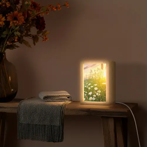 Bloemen - Madelief - Natuur - Zon - Horizon Light Box met kabel (Tafellamp) klein -sfeer4