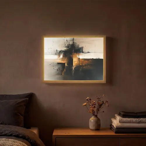 Modern - Zwart - Verf - Goud Light Box met batterij (Wandlamp) middel -sfeer4
