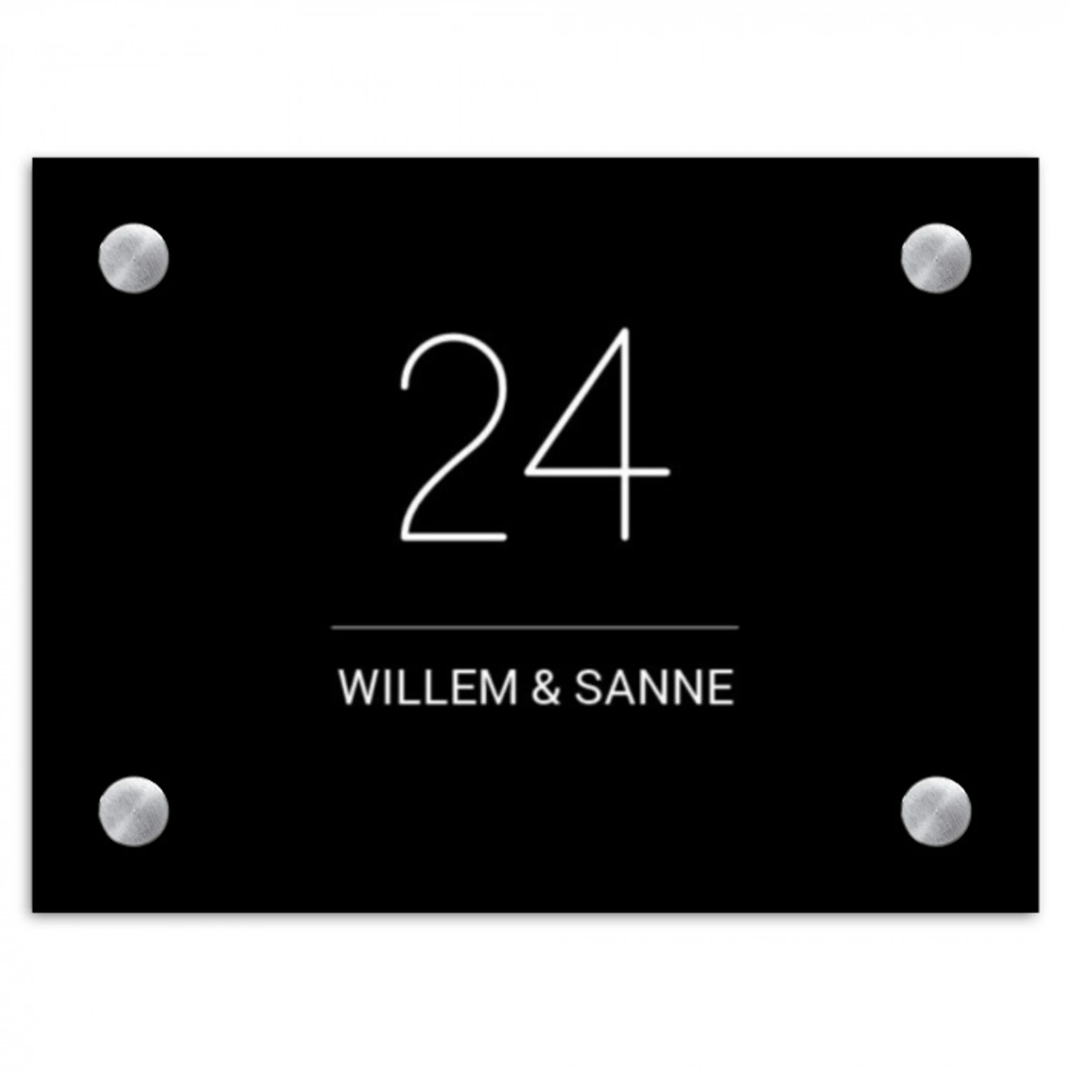 Zwart vlak - Klassiek Naambord Rechthoek middel -3d