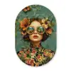 Vrouw - Bloemen - Vlinders - Natuur - Vintage Wandcirkel Ovaal Forex klein -3d