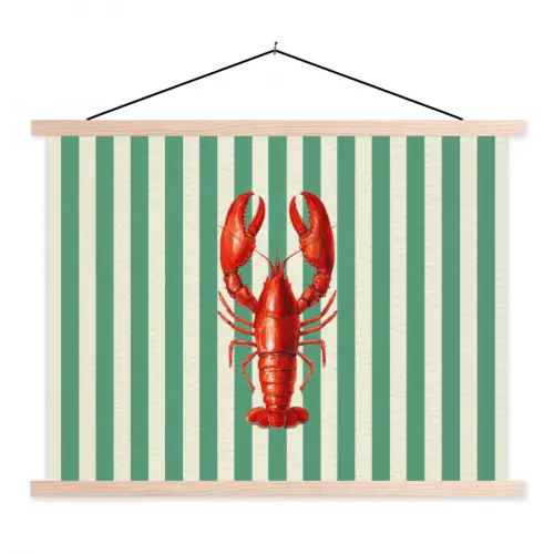 Kreeft - Strepen - Realistisch - Zomers textielposter latten blank klein -3d