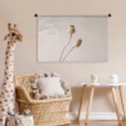 Papaverbollen - Droogbloemen - Minimalistisch - Beige - Rustig Wandkleed katoen middel -wsfeer5_kind