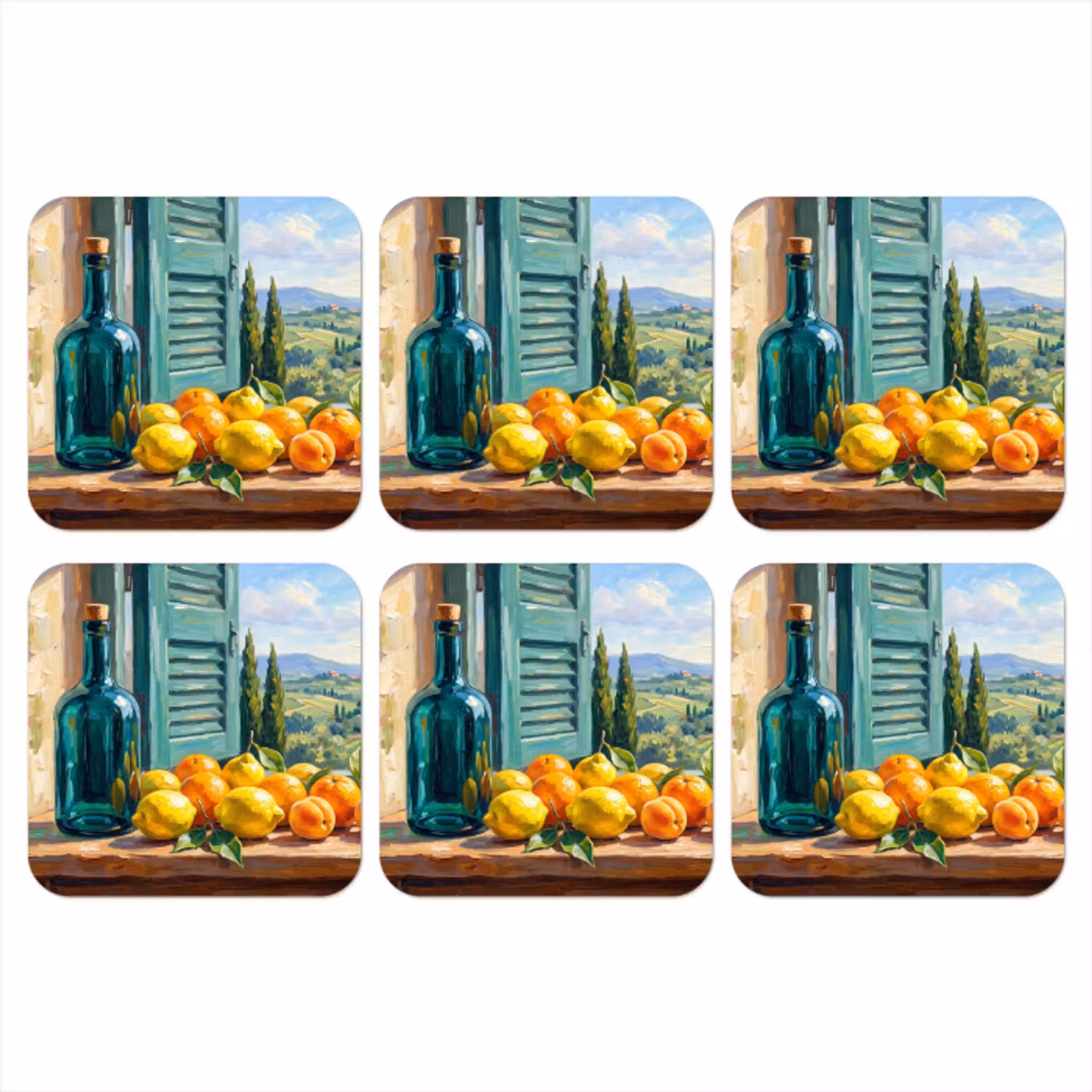 Fles - Fruit - Stilleven onderzetter kurk middel -3d