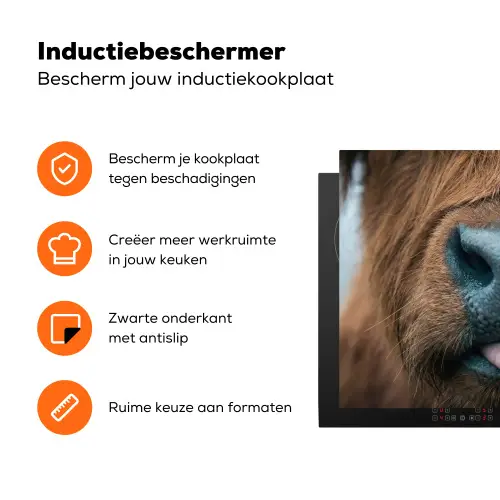 Schotse hooglander - Neus - Bruin Inductie beschermer vinyl 3mm klein -zzzzzzz-td-ups