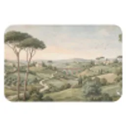 Landschap - Heuvels - Zandpad - Groen Badmat klein -3d