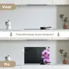 Orchidee - Bloemen - Roze - Flora keuken achterwand spatscherm klein -voor_na_NL