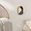Grafisch gebogen motief - Beige Wandcirkel kunststof plaat 5mm dik klein -sfeer5