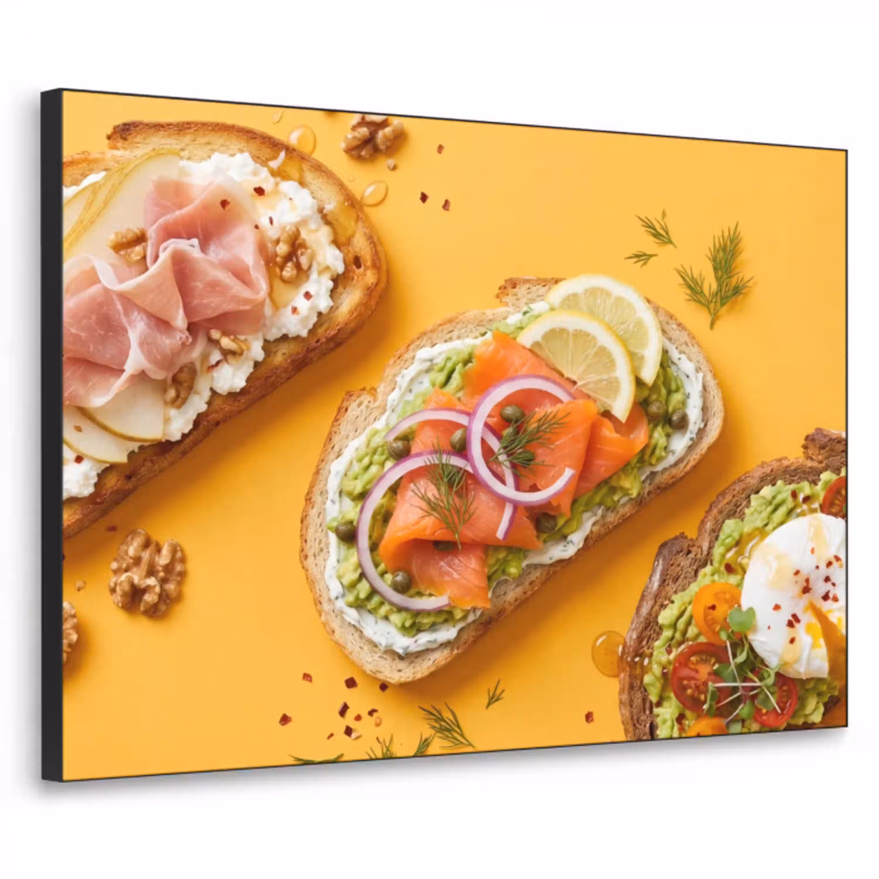 Eten - Brood - Ontbijt - Modern - Kleurrijk Textielframe zwart klein -3d