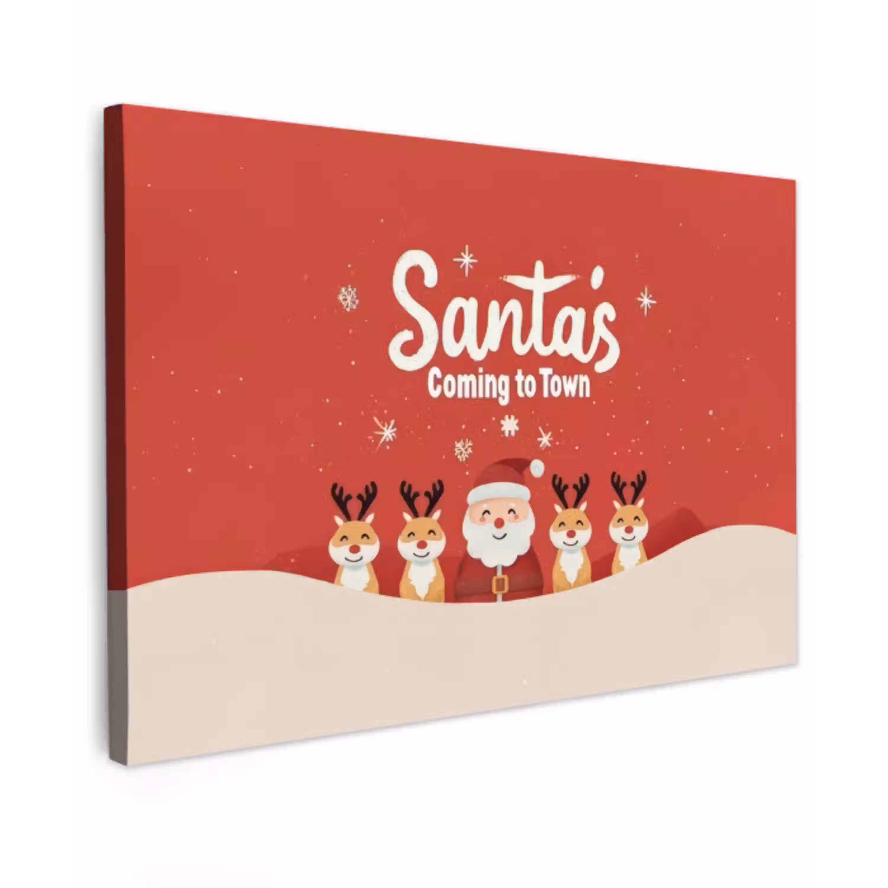 Illustratie - Kerstman - Rendieren - Rood canvas 2cm klein -z3d