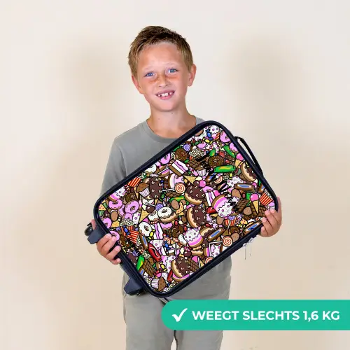 Overvol patroon met lekkernijen Kinderkoffer - Zwart klein -sfeer4_NL