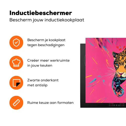 Luipaard - Roze - Oranje - Blauw - Verf Inductie beschermer vinyl 3mm klein -zzzzzzz-td-ups