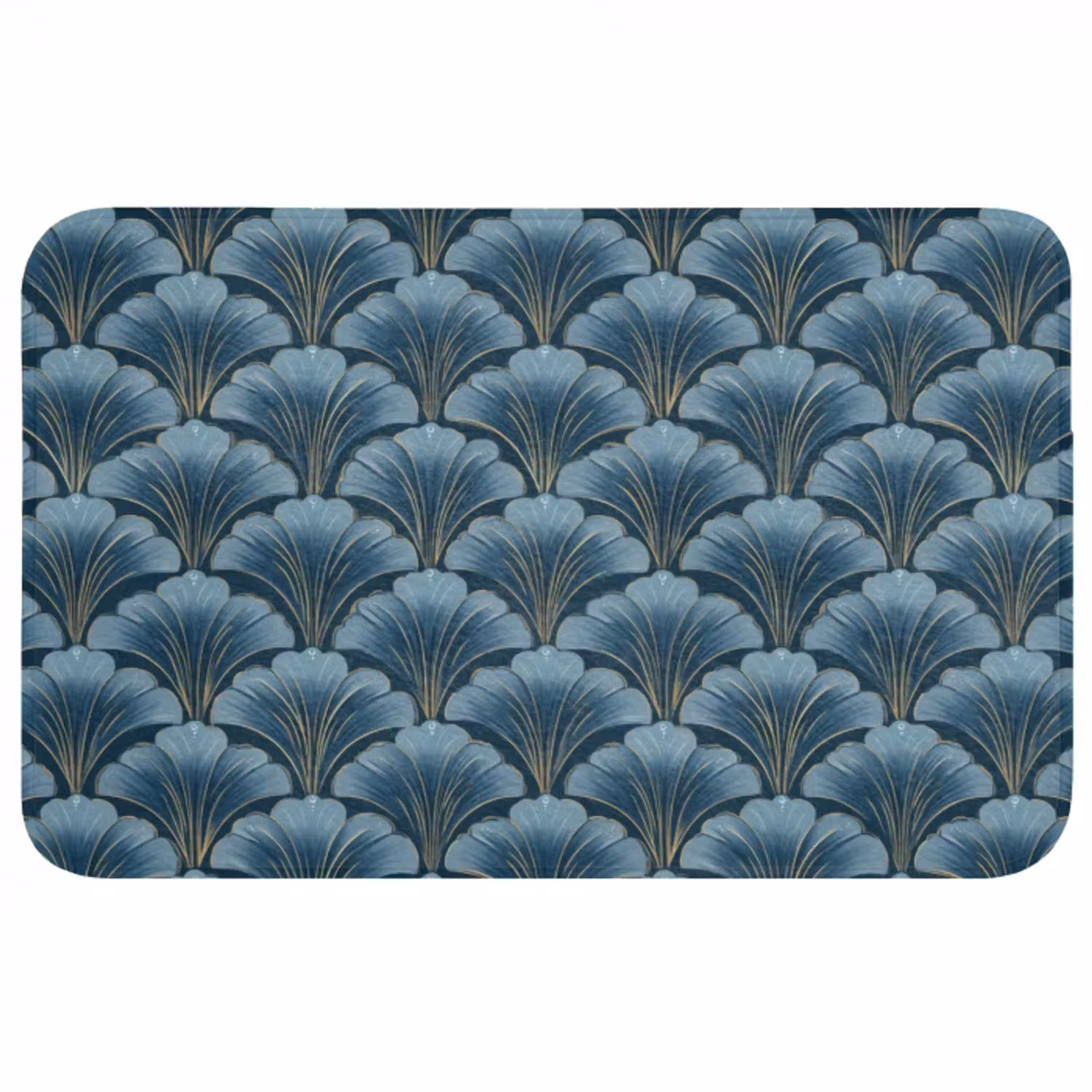 Patroon - Ginkgoblad - Blauw Badmat middel 997 -3d