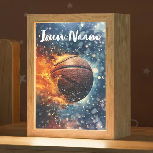 Basketbal - Vuur - Sport - Blauw - Oranje Light Box met kabel (Kinderlampje) klein -zzz_3d_website