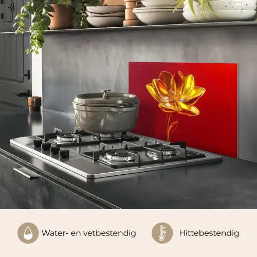 Bloem - Goud - Glazen keuken achterwand spatscherm klein -usp_NL