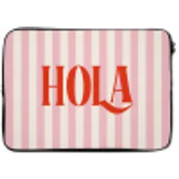 Hola - Quote -  Strepen - Pastel - Roze - Rood - Wit laptophoes neopreen klein -zkaufland3dotto