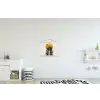 Zwart palmblad - Gouden cirkel - Beige achtergrond textielposter latten blank klein -kinderkamer