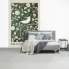 Groen - Vogel  - Bloemen fotobehang vinyl groot -slaapkamer