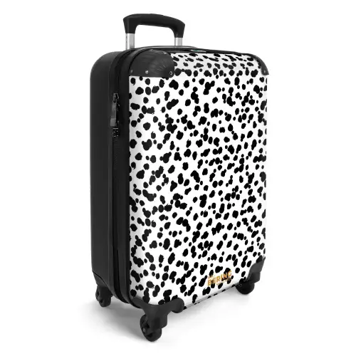 Zwarte penseelachtige stippen op een witte achtergrond. NBS - Handbagage koffer - Volwassenen Unisex middel -productfoto_3d