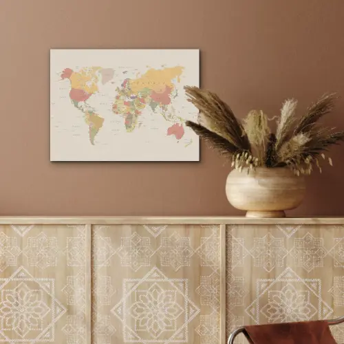 Wereldkaart - Realistisch - Beige PET vilt klein -sfeer4