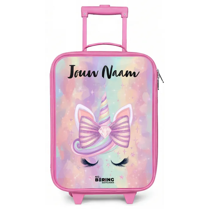Eenhoorn - Glitters - Regenboog - Pastel Kinderkoffer - Roze klein -zz3dotto