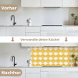 Waaier - Geel - Art keuken achterwand 2 middel 871 -voor-na_DE