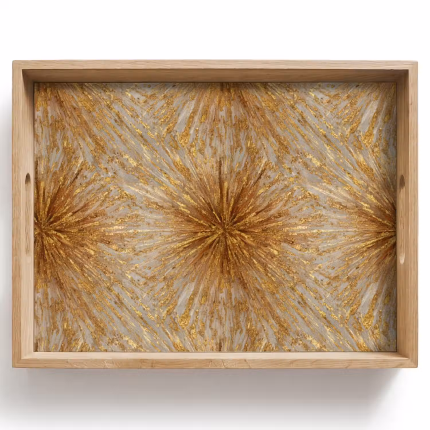 Tablett - Explosion – Abstrakt – Gold – Weiß