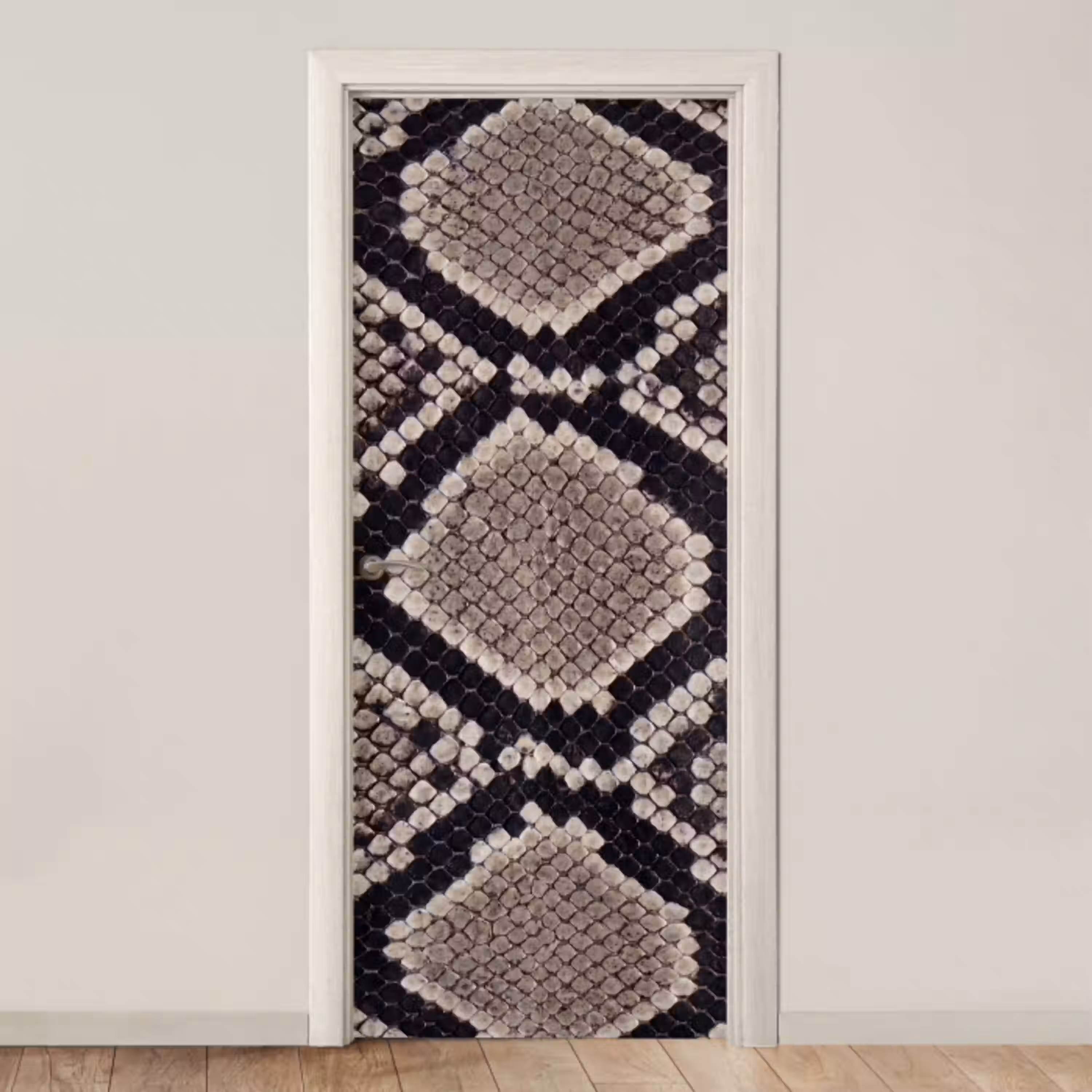 Slangenleer - Patroon - Beige deurposter klein -3d_beige