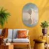 Luchtballon - Wolken - Water - Blauw Wandcirkel Ovaal Glas middel -sfeer4