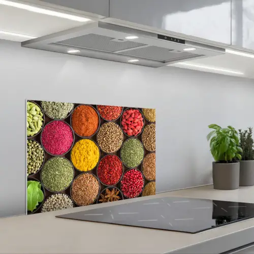 Kruiden - Schaaltjes - Kleurrijk - Textuur keuken achterwand spatscherm klein -3d_schuin