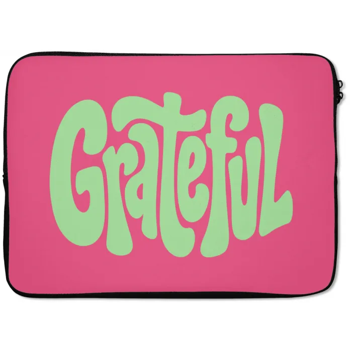 Grateful - Groen - Grafisch - Vloeiend laptophoes neopreen klein -zkaufland3dotto