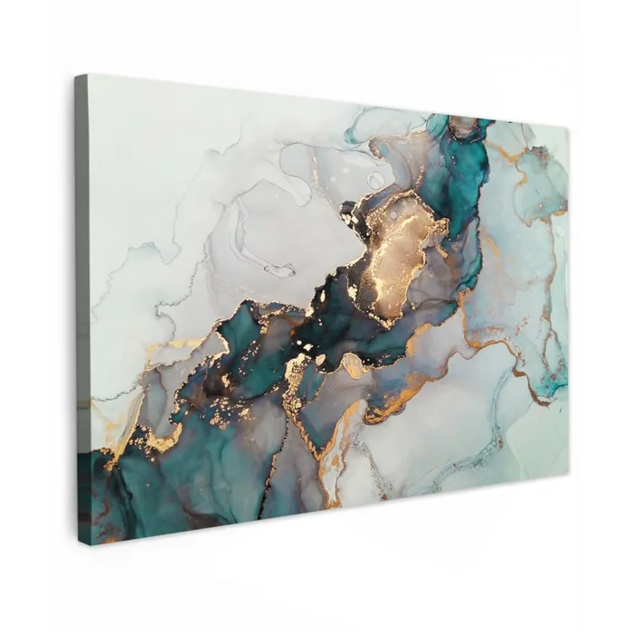 Marmer print - Goud - Blauw canvas 2cm klein -z3d